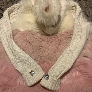 white , light pink/pink fur coat